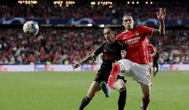 Encontronazo en Portugal entre el Benfica y el Ajax. Foto: Getty